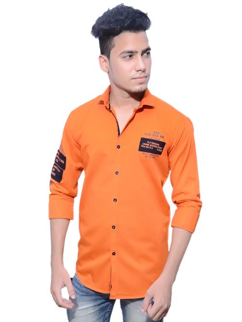 orange printed casual shirt - 17336462 - Very Small Image - 1