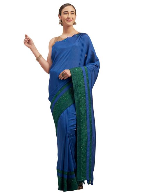 solid plain saree with blouse - 17336497 - Very Small Image - 1