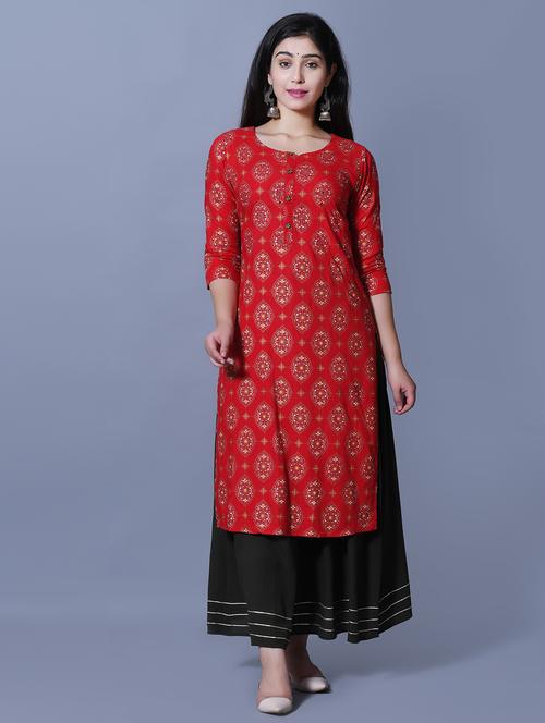 printed kurta skirt set - 17336558 - Very Small Image - 1
