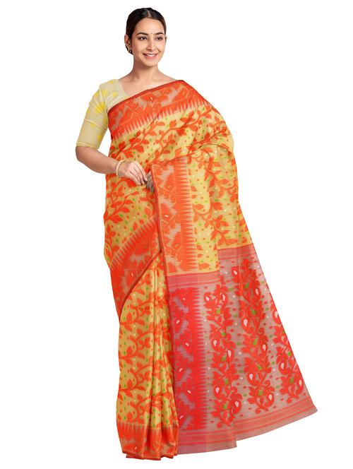 women's self design yellow colored saree - 17337102 - Very Small Image - 1