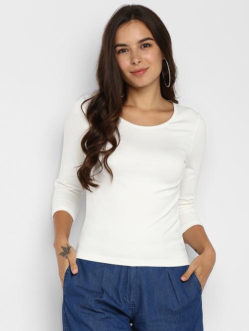 round neck solid top - 17338484 - Very Small Image - 1