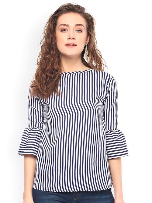 bell sleeved striped top - 17338531 - Very Small Image - 1