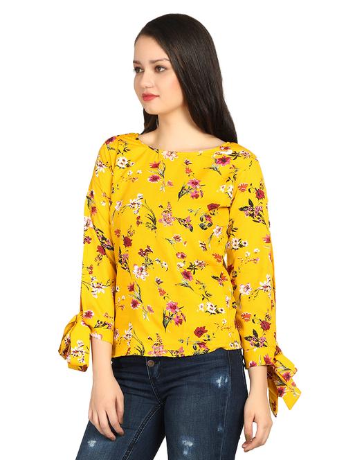 tie knot sleeved floral top - 17338539 - Very Small Image - 1