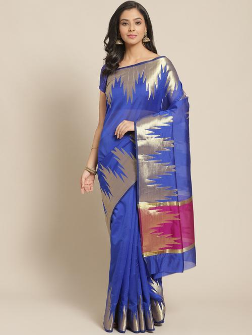 geometrical banarasi saree with blouse - 17338885 - Very Small Image - 1
