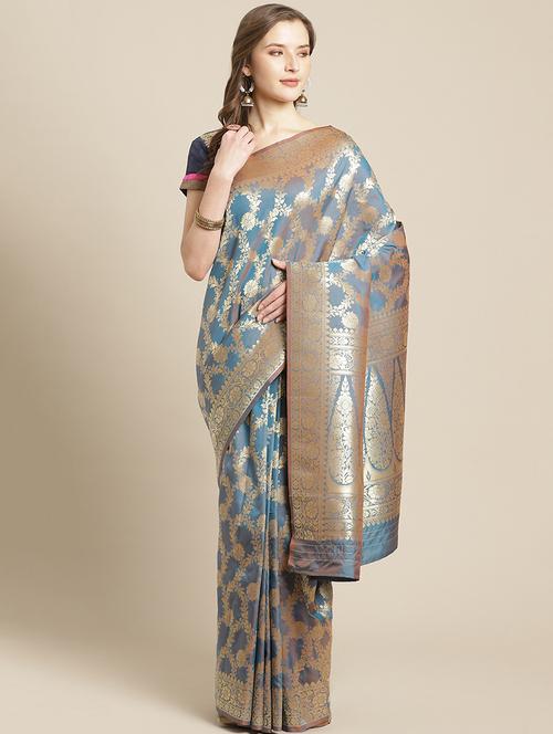 floral banarasi saree - 17338899 - Very Small Image - 1