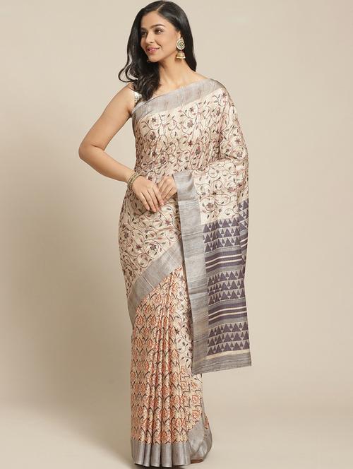 kalamkari embroidered saree with blouse - 17338905 - Very Small Image - 1