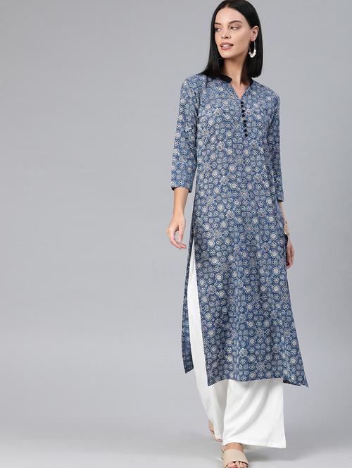 abstract print straight kurta - 17338957 - Very Small Image - 1
