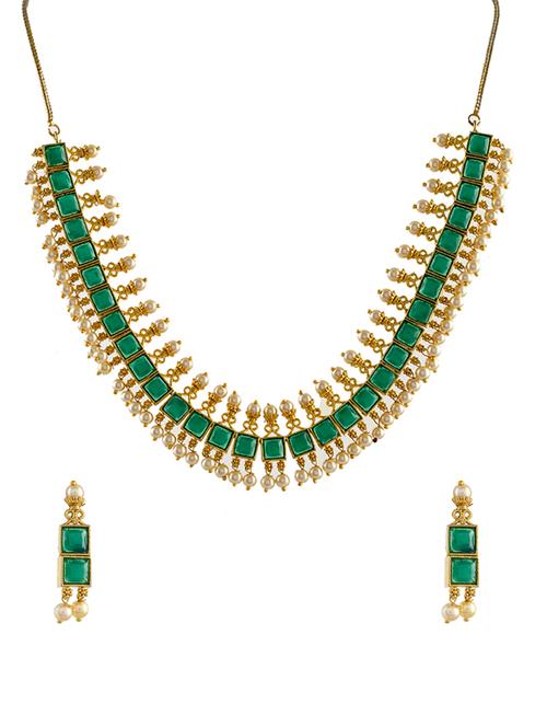 green gold tone brass bridal necklace - 17340012 - Very Small Image - 1
