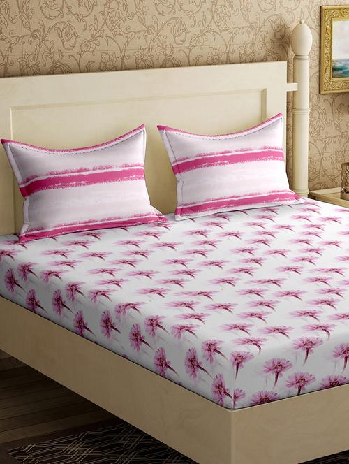 cotton 1 diwan bedsheet with 2 pillow cover - 17340214 - Very Small Image - 1