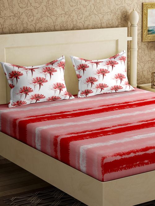 cotton 1 diwan bedsheet with 2 pillow cover - 17340218 - Very Small Image - 1