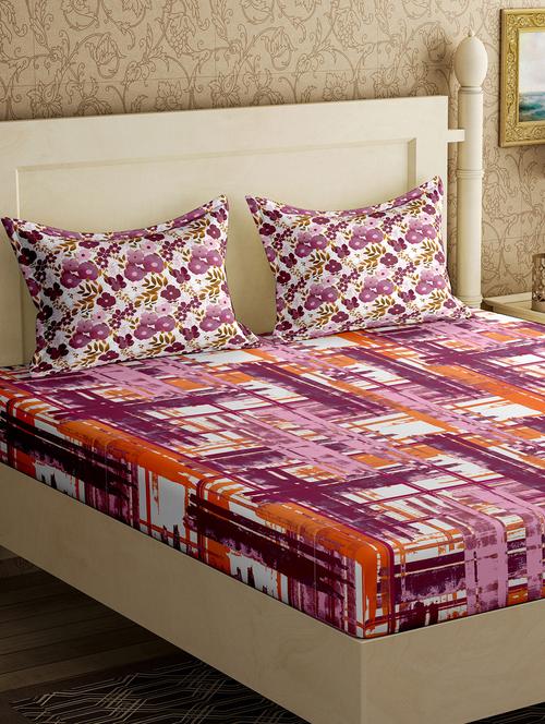 cotton 1 diwan bedsheet with 2 pillow cover - 17340241 - Very Small Image - 1