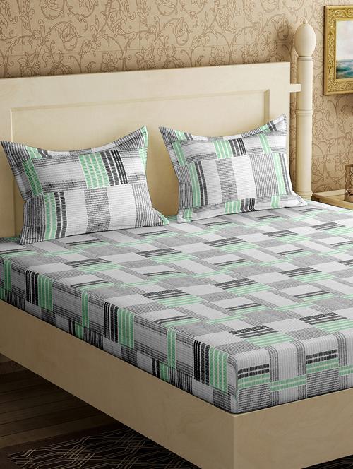 cotton double bedsheet with 2 pillow covers - 17340500 - Very Small Image - 1