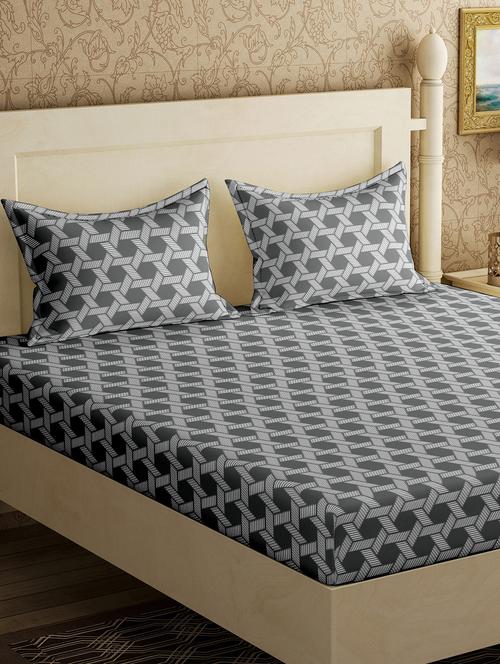 cotton double bedsheet with 2 pillow covers - 17340501 - Very Small Image - 1