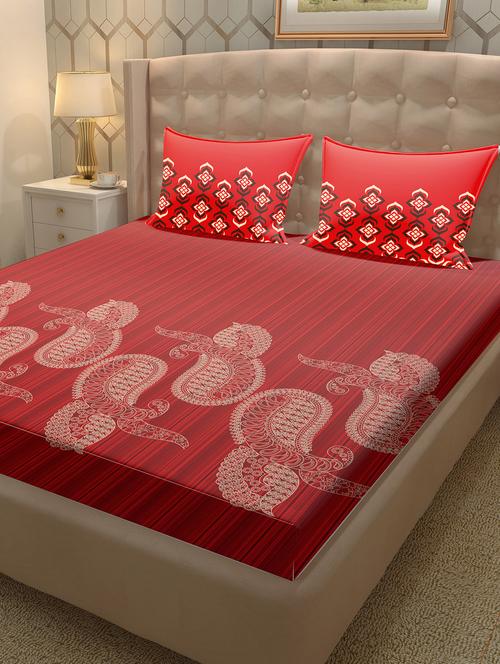 cotton double bedsheet super king size with 2 pillow covers - 17340589 - Very Small Image - 1