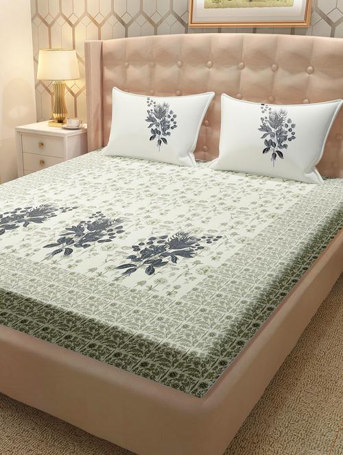 cotton double bedsheet super king size with 2 pillow covers - 17340604 - Very Small Image - 1