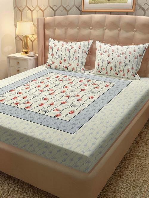 cotton double bedsheet super king size with 2 pillow covers - 17340605 - Very Small Image - 1