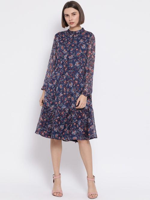 mandarin neck floral dress - 17341457 - Very Small Image - 1