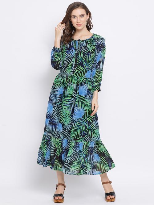 tie up neck tropical dress - 17341476 - Very Small Image - 1