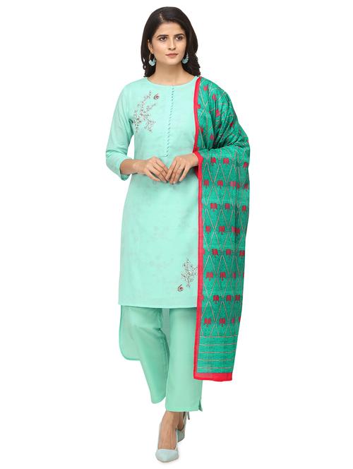 solid embroidered suit set - 17341645 - Very Small Image - 1