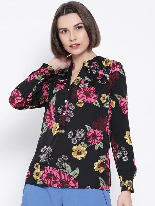 mandarin neck floral top - 17341738 - Very Small Image - 1