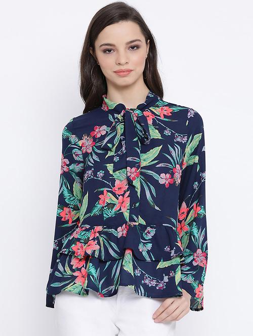 tie up neck peplum top - 17341766 - Very Small Image - 1