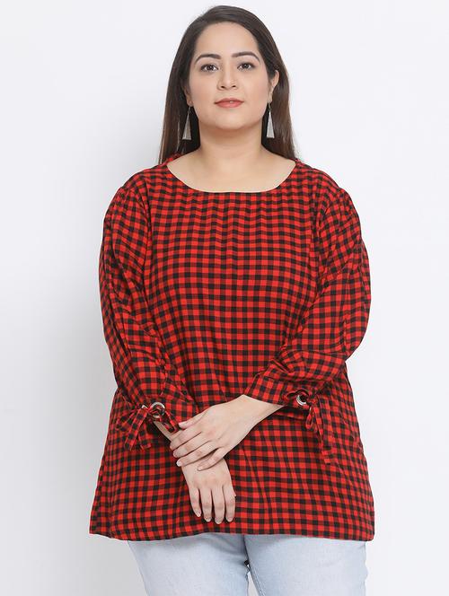 tie up checkered top - 17341781 - Very Small Image - 1
