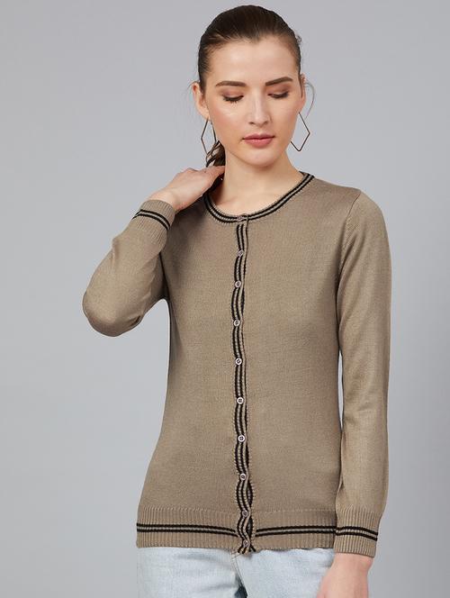 contrast detail regular cardigan - 17342120 - Very Small Image - 1