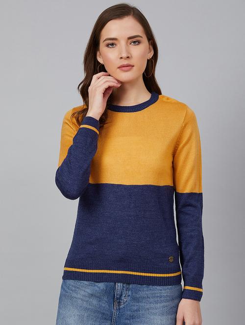 round neck color block pullover - 17342125 - Very Small Image - 1