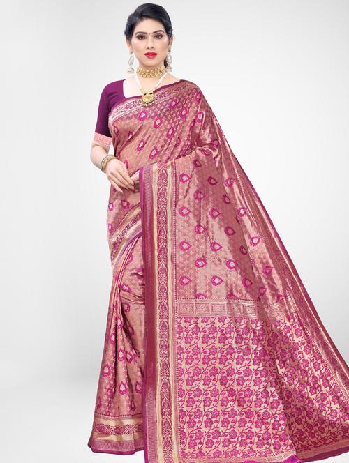 floral banarasi saree with blouse - 17342278 - Very Small Image - 1