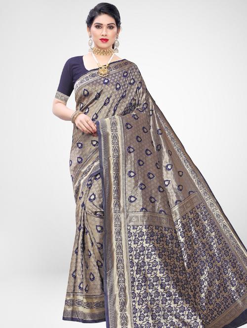 floral banarasi saree with blouse - 17342279 - Very Small Image - 1