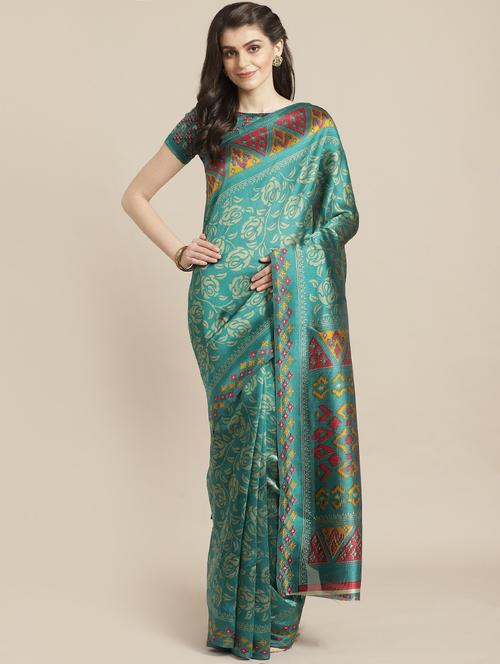 floral printed saree with blouse - 17342288 - Very Small Image - 1