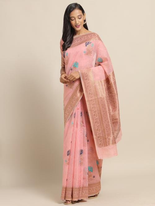 floral banarasi saree with blouse - 17342297 - Very Small Image - 1
