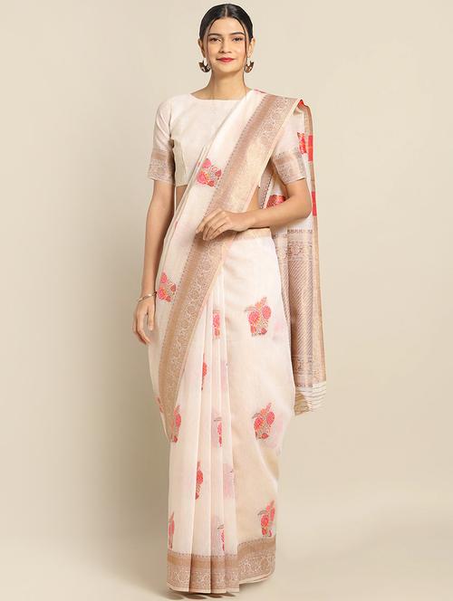 floral banarasi saree with blouse - 17342298 - Very Small Image - 1