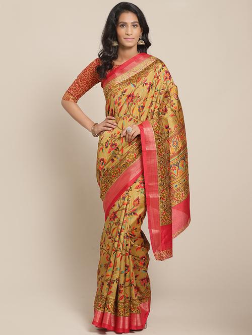 floral printed saree with blouse - 17342322 - Very Small Image - 1