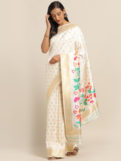 ethnic motifs banarasi saree with blouse - 17342343 - Very Small Image - 1