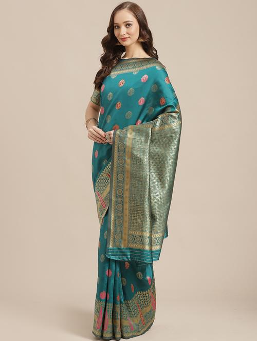 ethnic motifs banarasi saree with blouse - 17342349 - Very Small Image - 1