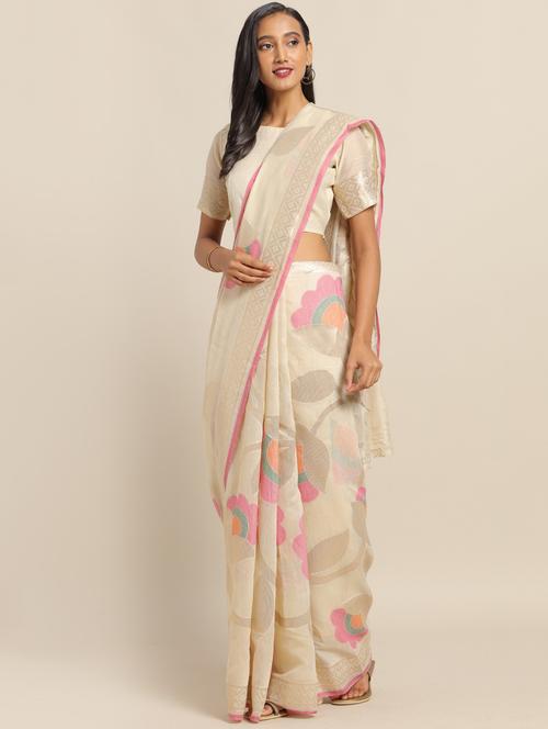 floral banarasi saree with blouse - 17342352 - Very Small Image - 1