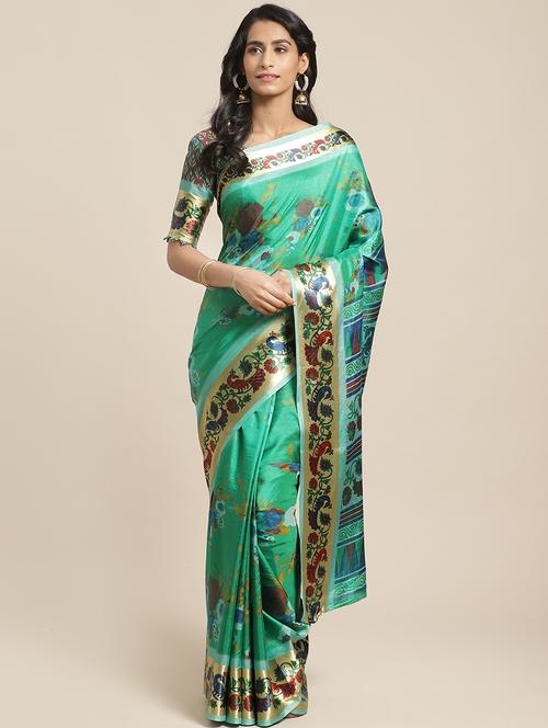floral printed saree with blouse - 17342363 - Very Small Image - 1