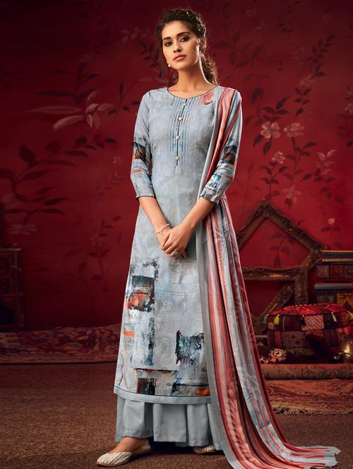 digital print unstitched suit - 17343144 - Very Small Image - 1