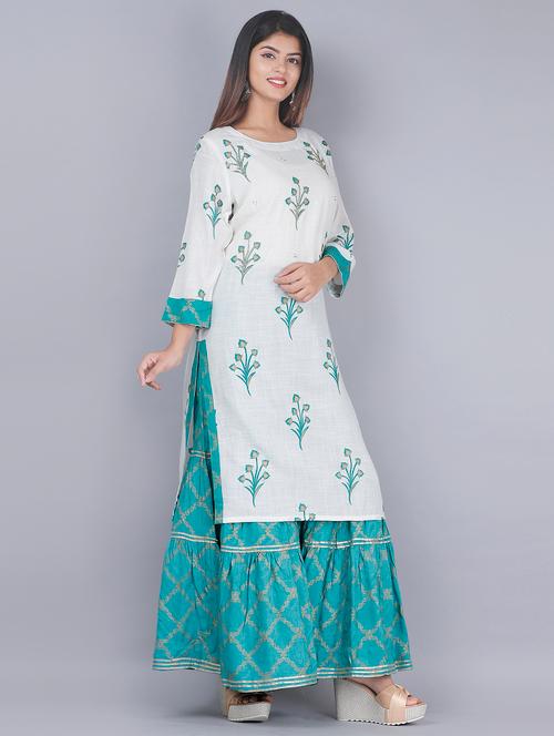 floral kurta sharara set - 17343761 - Very Small Image - 1