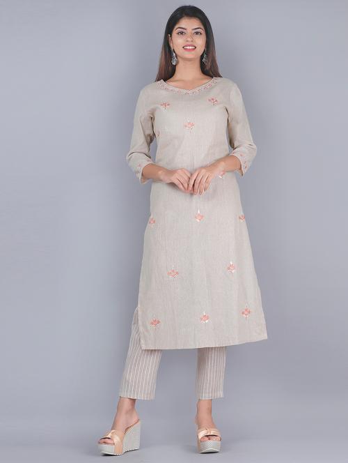 floral embroidered kurta pant set - 17343762 - Very Small Image - 1