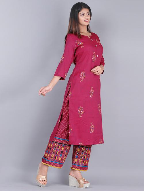 printed kurta palazzo set - 17343769 - Very Small Image - 1