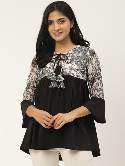 tie up neck a-line top - 17344718 - Very Small Image - 1