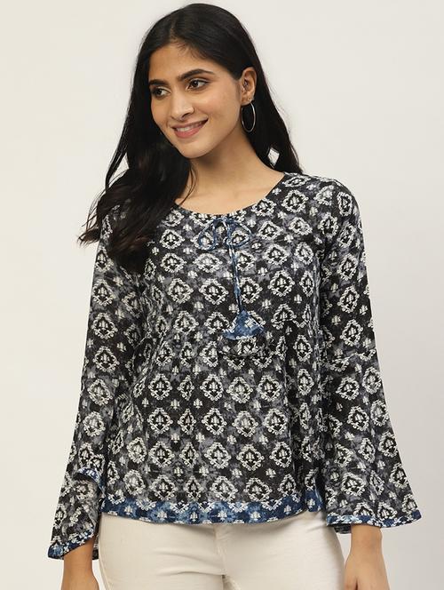 round neck printed top - 17344731 - Very Small Image - 1
