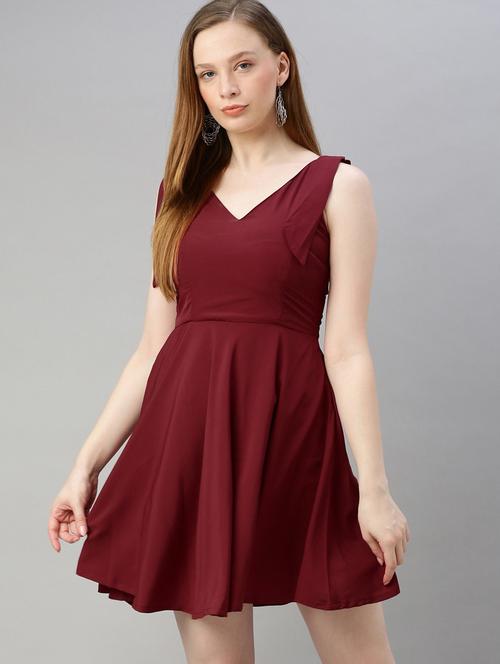 v neck flared dress - 17345602 - Very Small Image - 1