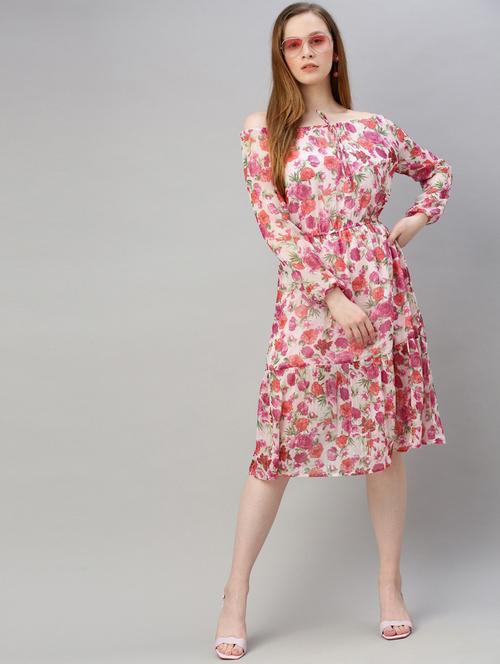 off shoulder floral dress - 17345608 - Very Small Image - 1
