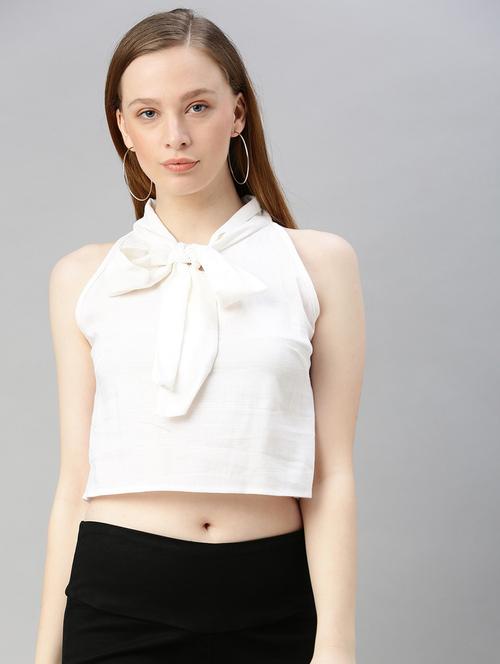 tie up neck crop top - 17345622 - Very Small Image - 1