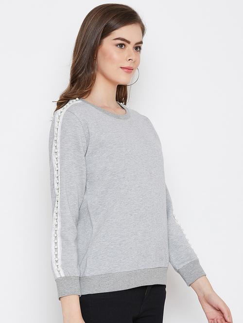 pearl embellished melange sweatshirt - 17346855 - Very Small Image - 1