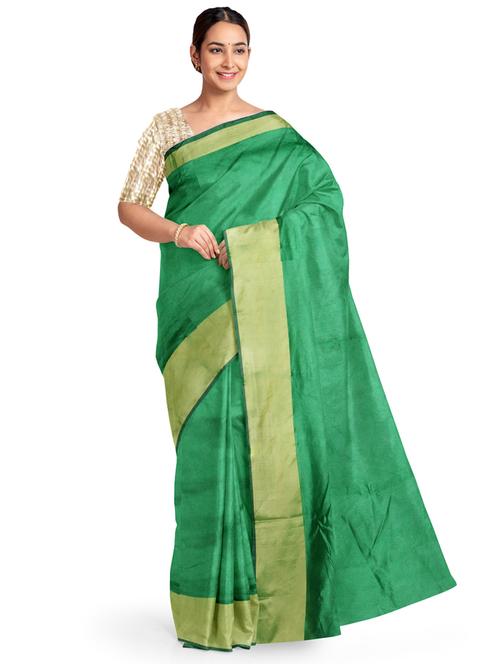 women green solid bordered saree - 17346929 - Very Small Image - 1