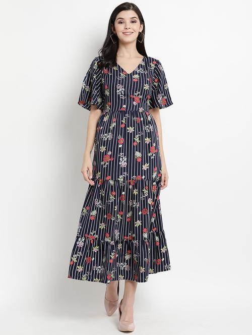 v neck striped maxi dress - 17347142 - Very Small Image - 1
